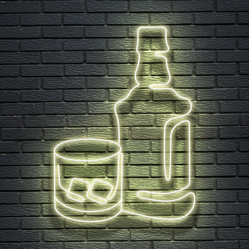 Bottiglia con whiskey simbolo neon led