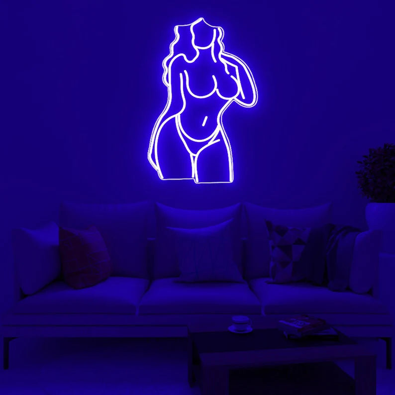 Donna in bikini silhouette  - Neon led