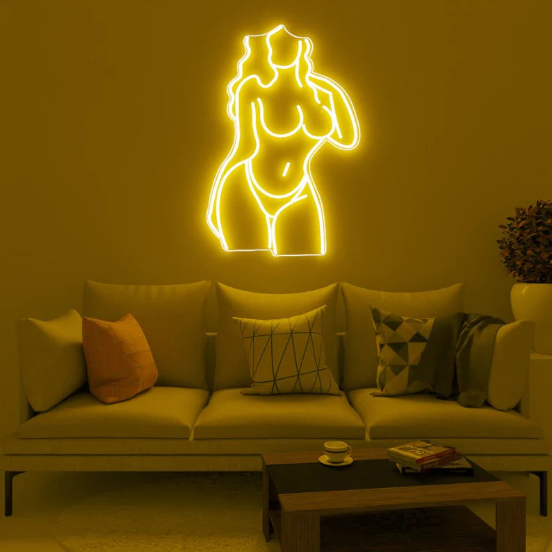 Donna in bikini silhouette  - Neon led