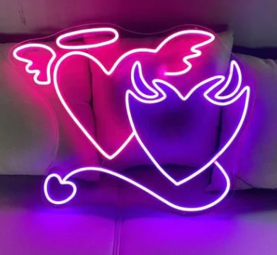 Cuori Angel & Devil - Simbolo neon led