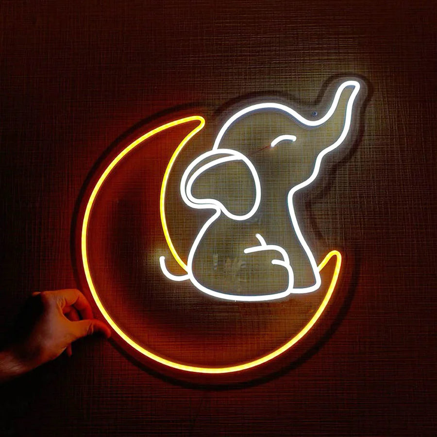 Elefantino con Luna - Neon Led